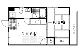 いしはら荘 1DKの間取図画像