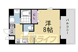 アスヴェル京都四条烏丸 1Kの間取図画像