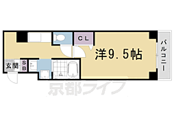 PAL西円町 1Kの間取図画像