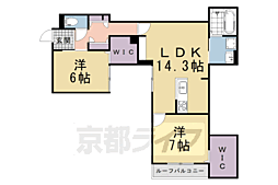 (仮称)ベルリードMillesime 寺町 2LDKの間取図画像