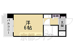 スペリオン四条烏丸 1Kの間取図画像