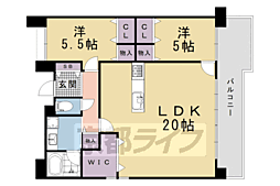 パデシオン新烏丸十条 2LDKの間取図画像