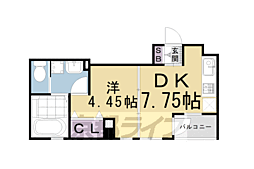 ゴールデンヒルズ二条駅前 1DKの間取図画像