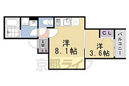 D porta Pine 1LDKの間取図画像