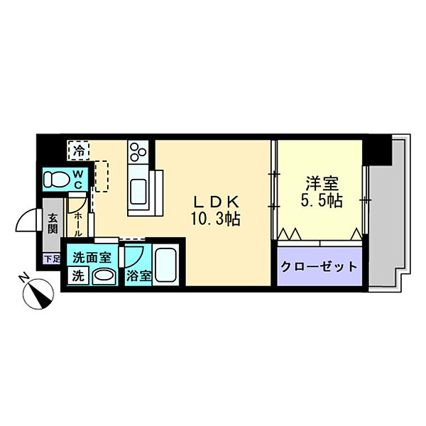 サムティ東谷山 302｜鹿児島県鹿児島市東谷山1丁目(賃貸マンション1LDK・3階・37.79㎡)の写真 その2