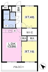 ルミナス南里 2LDKの間取図画像