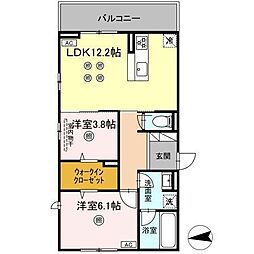 Pure Wind Garden B棟 2LDKの間取図画像