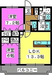 アルバ空港東 2LDKの間取図画像