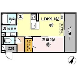 D-ROOMサンライズ A 1LDKの間取図画像