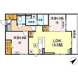 福岡市東区松島1丁目アパート 2LDKの間取図画像