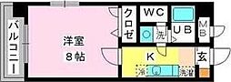 スクレーパー東 1Kの間取図画像