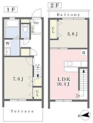 ディアコート美萩 2LDKの間取図画像