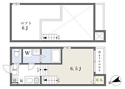 ハーモニーテラス箱崎4 ワンルームの間取図画像