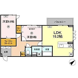 福岡市東区松島1丁目アパート 2LDKの間取図画像
