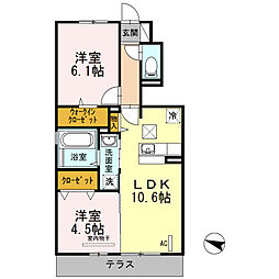 ビアンカ大名 2LDKの間取図画像