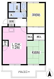 ジョイフルパープルハイム 2LDKの間取図画像
