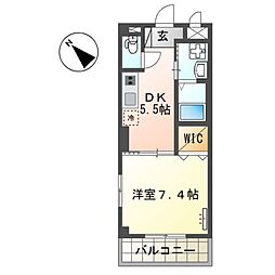 グランドハイム福津 1DKの間取図画像