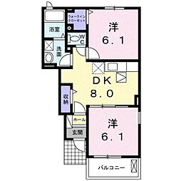 アドバンストA 2DKの間取図画像