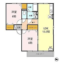 セジュールセピアの杜A 2LDKの間取図画像