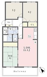 コープ野村香椎駅東A棟 3LDKの間取図画像