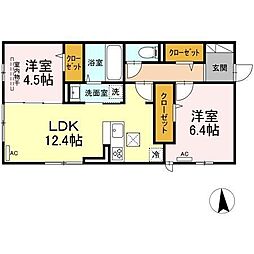 D-ROOM花見が丘 2LDKの間取図画像