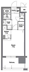 エンクレスト県庁前 1Kの間取図画像
