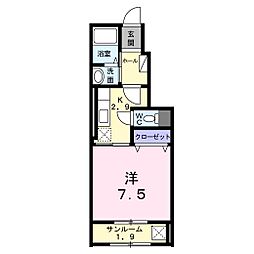グランエスポアールS 1Kの間取図画像