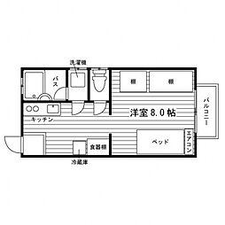 ウイングリジエ 1Kの間取図画像