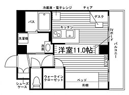 リビスタ盛岡駅前 ワンルームの間取図画像