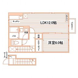 グランモア手形 1LDKの間取図画像