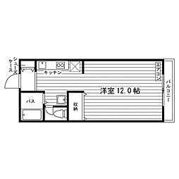 中町ハウス ワンルームの間取図画像
