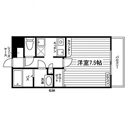 スカイハイドルフィン 1Kの間取図画像