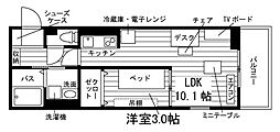 サンティエ上巻A 1LDKの間取図画像