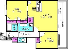 カンパーニュ D102 ｜ 兵庫県加古郡播磨町北本荘2丁目10-3（賃貸アパート2LDK・1階・57.75㎡） その2