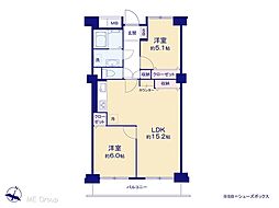 グリーンコーポ松戸みのり台 2LDKの間取図画像
