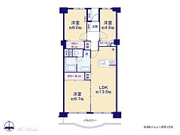 新松戸アゼリアパークハウスB棟 3LDKの間取図画像