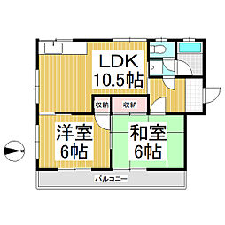 コーポ宮 2LDKの間取図画像