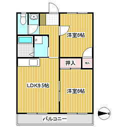 グリーンヒルズ 2LDKの間取図画像