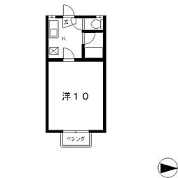 大屋ハイツ 1Kの間取図画像