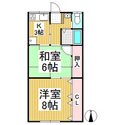ホワイトハイツK 2Kの間取図画像