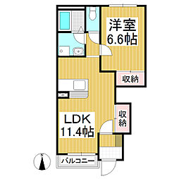 グランディ 1LDKの間取図画像