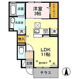 ウッドヴィレッジ 1LDKの間取図画像