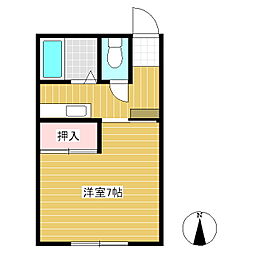 コーポ西ノ竹 1Kの間取図画像