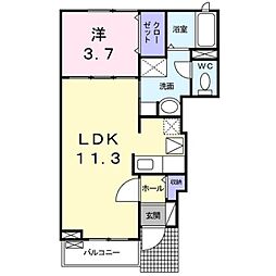 イリーデトウール 1LDKの間取図画像