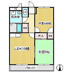 サンロードかざわ 2LDKの間取図画像