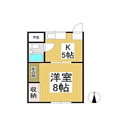 山好ハイツ 1Kの間取図画像