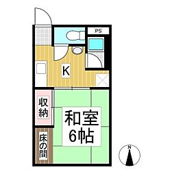 コーポ北原 1Kの間取図画像