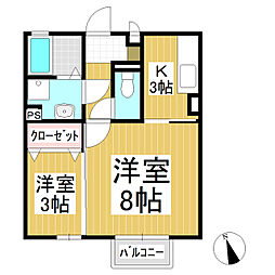 セジュールKTK 1LDKの間取図画像