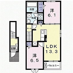 リバースリゾートスカイ 2LDKの間取図画像
