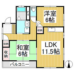 コーポ上原 2LDKの間取図画像